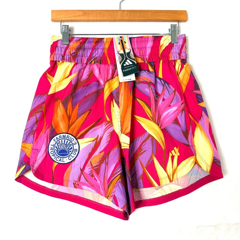NEW ADIDAS x FARM RIO Pacer Tropical Club Climacool Training 5" Shorts Womens S